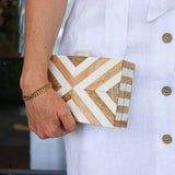 C&P Accessories Acrylic Chevron Pattern Clutch - Ivory