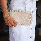 C&P Accessories Acrylic Marble Dotted Clutch  - White