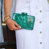 C&P Accessories Acrylic Marble Clutch - Emerald