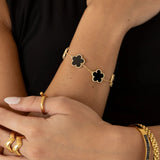 Sahira Jewelry Adeline Onyx Clover Bracelet