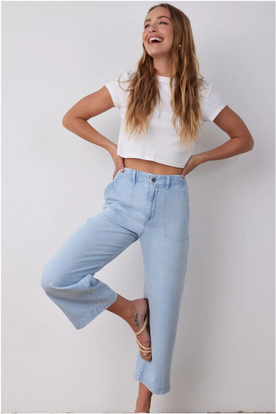 Bella Dahl Blakely Utility Wide Leg Crop - Sun Faded Wash