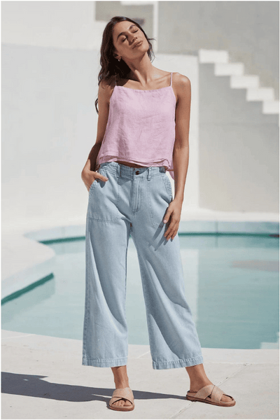 Bella Dahl Blakely Utility Wide Leg Crop - Sun Faded Wash