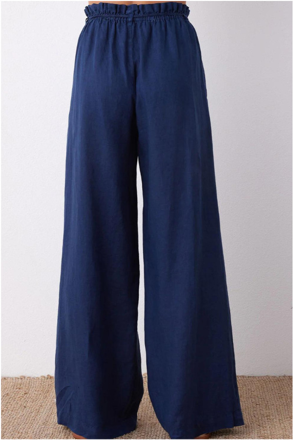 Bella Dahl Drawcord Wide Leg Pant - Summer Night Navy