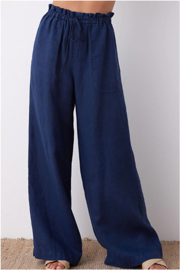 Bella Dahl Drawcord Wide Leg Pant - Summer Night Navy