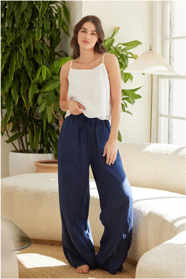 Bella Dahl Drawcord Wide Leg Pant - Summer Night Navy