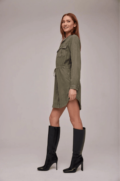 Bella Dahl Flap Pocket Shirt Dress - Herb Green