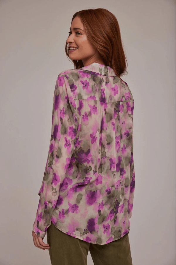 Bella Dahl Full Button Down Hipster Shirt - Floral Camo Print