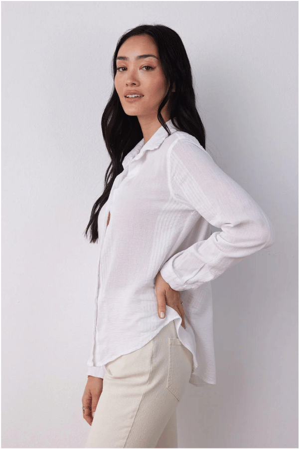 Bella Dahl Linen Stripe Button Down - White
