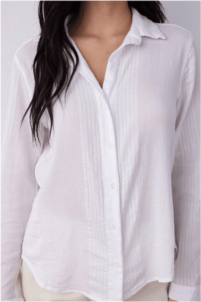 Bella Dahl Linen Stripe Button Down - White