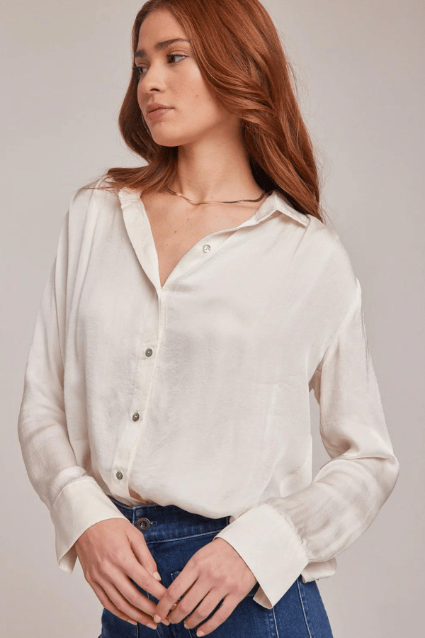 Bella Dahl Pleated Button Down - Ivory White
