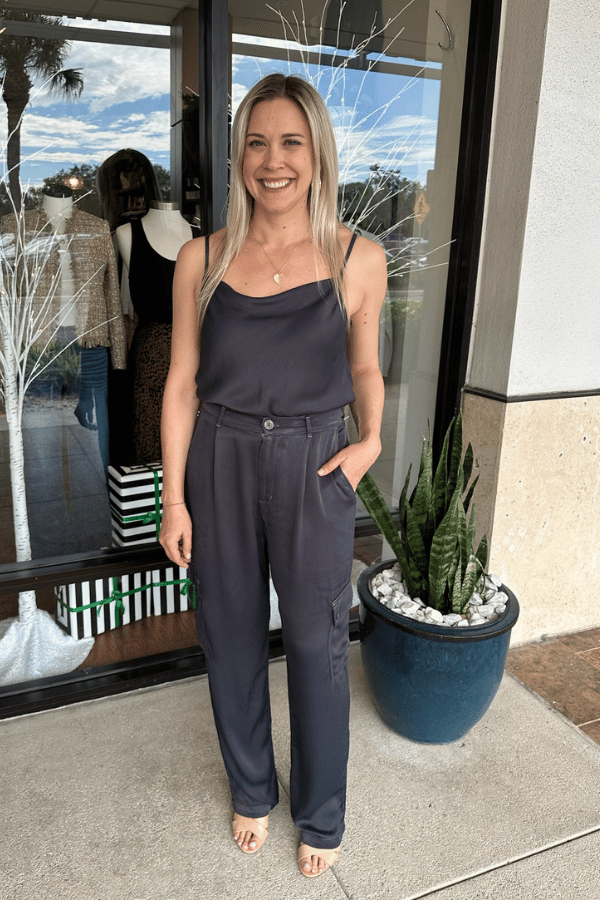 Bella Dahl Pleated Cargo Trousers - Odyssey Grey