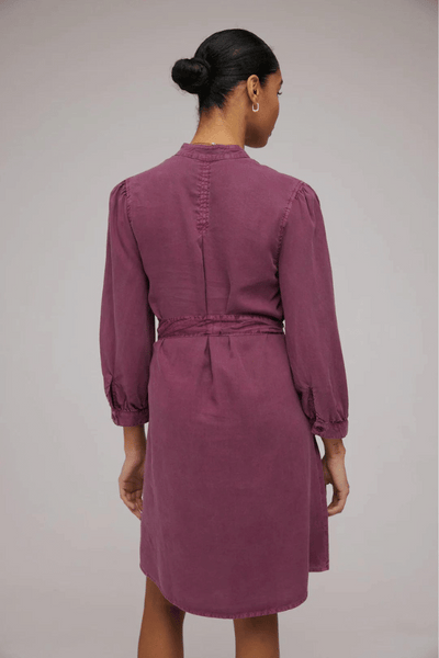 Bella Dahl Puff Sleeve Belted Shirt Dress - Purple Berry