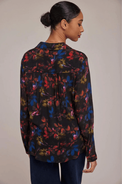 Bella Dahl Rounded Button Down Shirt - Evening Garden Print