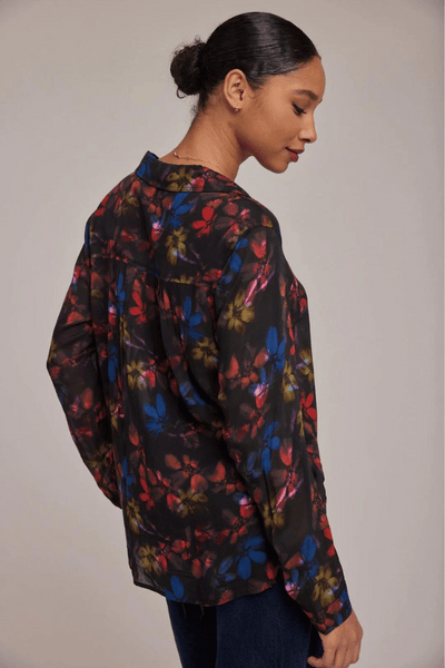 Bella Dahl Rounded Button Down Shirt - Evening Garden Print