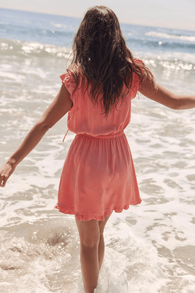 Bella Dahl Ruffle Sleeve Mini Dress - Blushed Coral