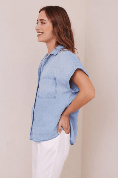 Bella Dahl Short Sleeve Pocket Button Down - Bayside Wash