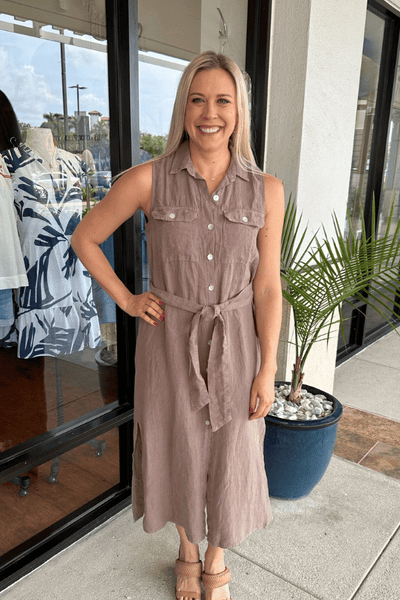 Bella Dahl Sleeveless Utility Duster Dress - Coastal Fog