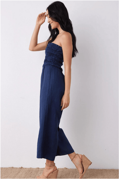 Bella Dahl Smocked Strapless Jumpsuit - Summer Night Navy