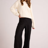 Bella Dahl Elastic Back Wide Leg Pant - Black Stripe