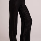 Bella Dahl Elastic Back Wide Leg Pant - Black Stripe side