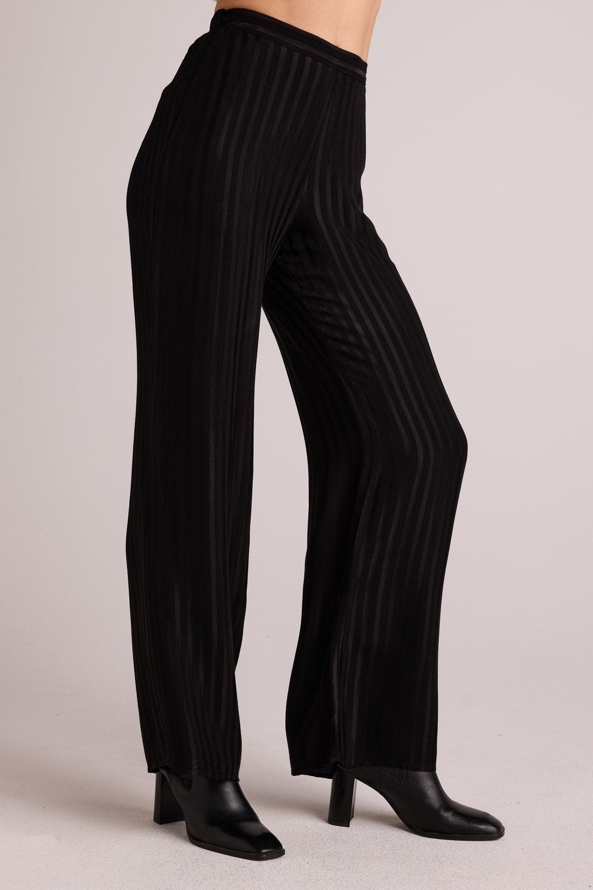Bella Dahl Elastic Back Wide Leg Pant - Black Stripe side