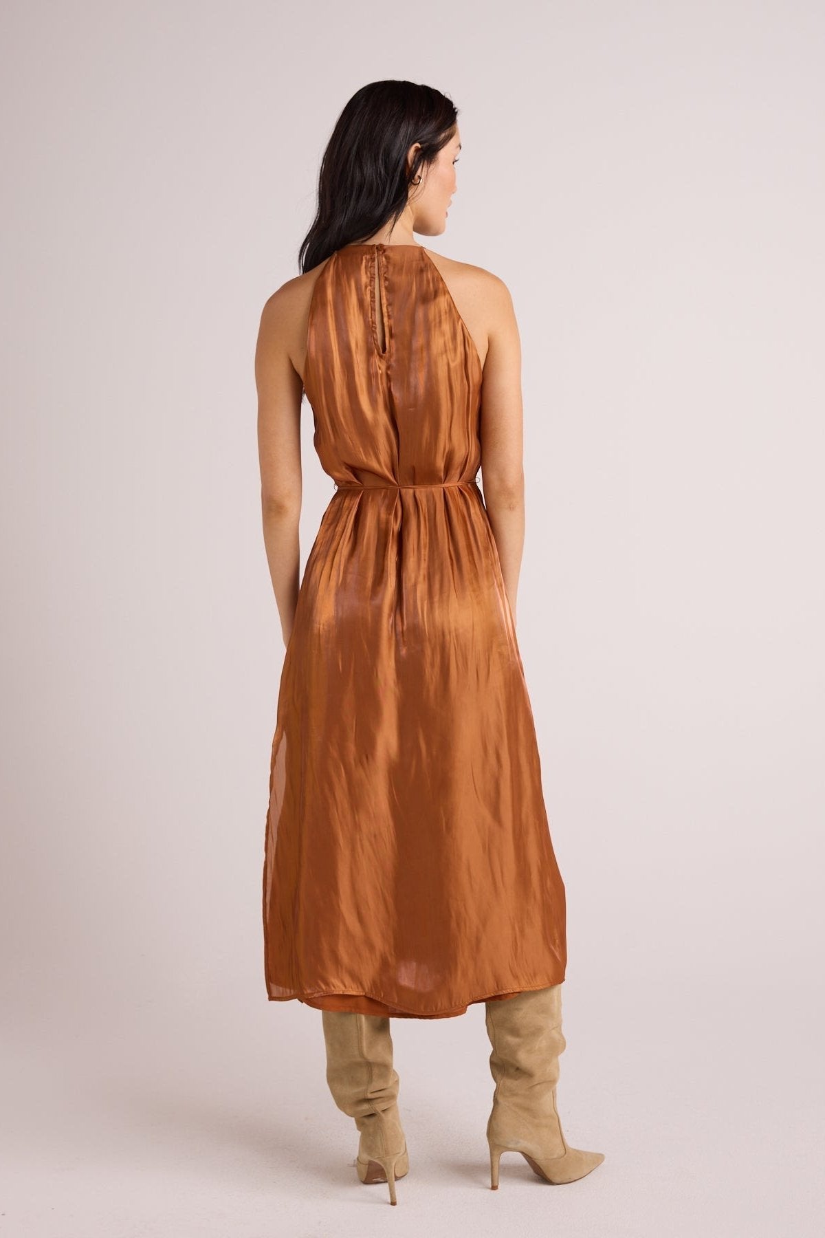 Bella Dahl Halter Neck Slip Dress - Ember Glow Shimmer