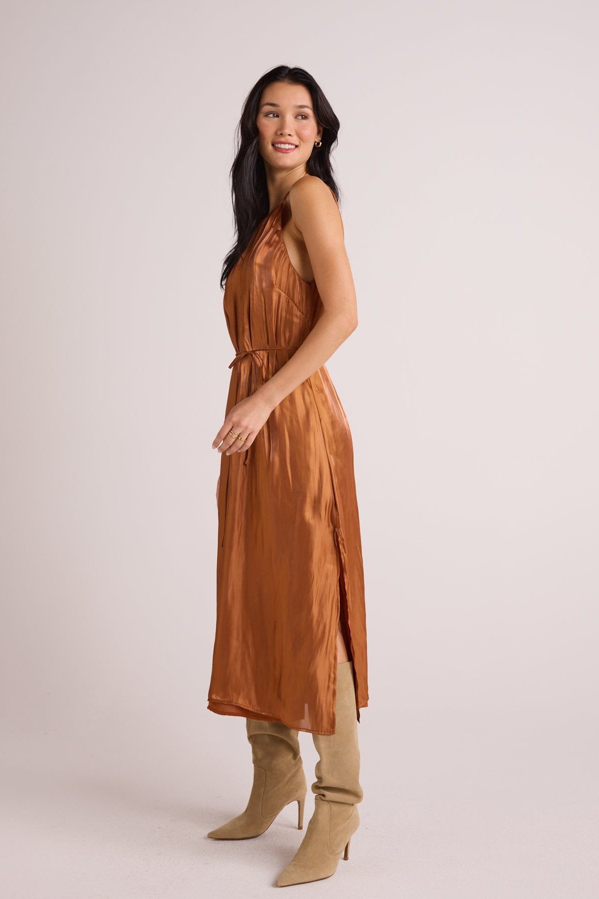 Bella Dahl Halter Neck Slip Dress - Ember Glow Shimmer