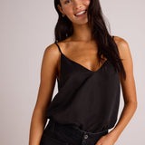 Bella Dahl Satin V-Neck Cami - Black