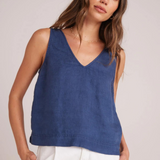 Bella Dahl Sleeveless Button Back V-Neck Tank - Brazilian Navy