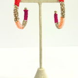 C&P Accessories Fuchsia/Orange Beaded Hoops