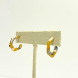 C&P Accessories Mini Acrylic Hexagon Hoop Earrings - Mustard