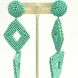 C&P Accessories Beaded Square Earrings - Mint
