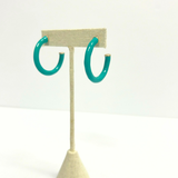 C&P Accessories Enamel Hoop Earrings - Turquoise