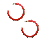 C&P Accessories Crystal and Raffia Wrapped Hoops - Fire Pink