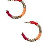 C&P Accessories Fuchsia/Orange Beaded Hoops