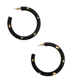 C&P Accessories Gold Fleck Hoop Earrings - Black