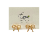 C&P Accessories Pearl Studded Bow Earrings - Gold