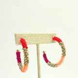 C&P Accessories Fuchsia/Orange Beaded Hoops