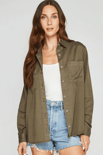 Gentle Fawn Floyd Oversized Shirt - Laurel Green