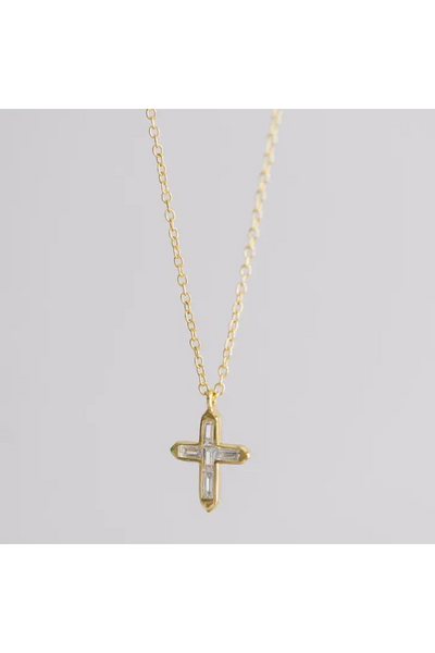 Gold Crystal Cross Necklace