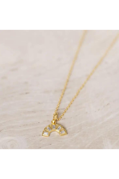 Gold Crystal Rainbow Necklace