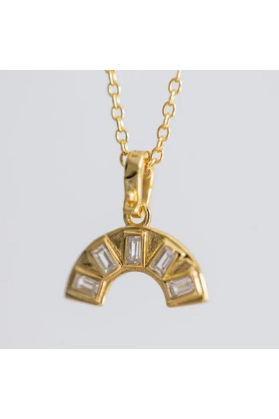 Gold Crystal Rainbow Necklace