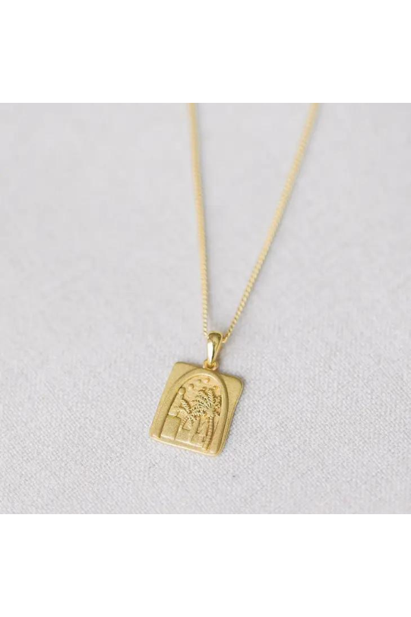 Gold Palm Pendant Necklace