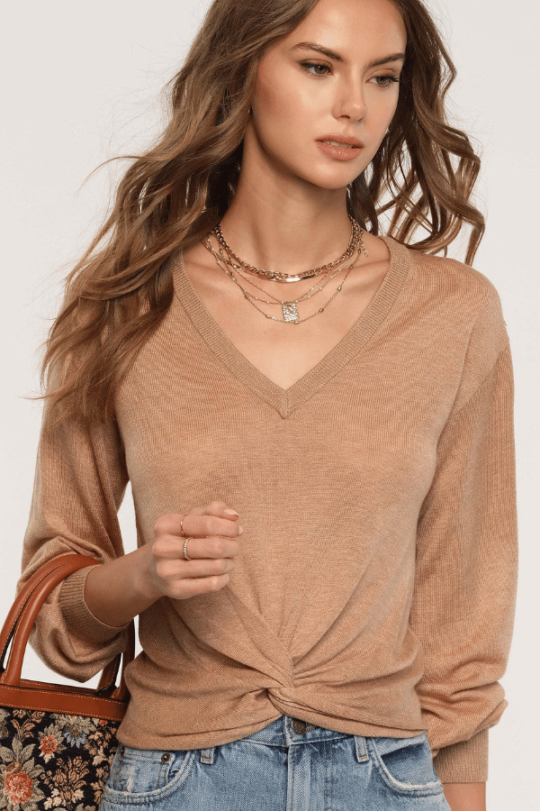 Heartloom Zephyr Sweater - Camel