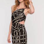 Heartloom Nyx One Shoulder Dress - Black/White Dot side view