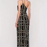 Heartloom Nyx One Shoulder Dress - Black/White Dot back view