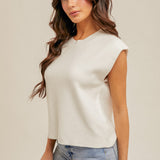 Hem & Thread Muscle Crew Neck Sweater - Cream