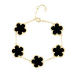 Sahira Jewelry Adeline Onyx Clover Bracelet