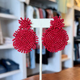 C&P Accesories Double Disk Beaded Earrings - Red