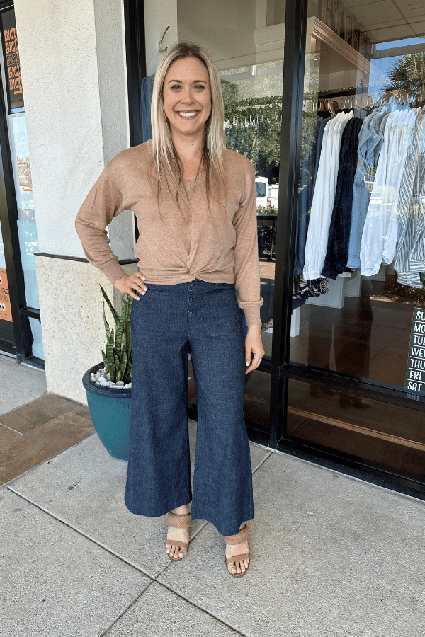 Level 99 Sophie Wide Leg Crop - Blinding Lights Wash